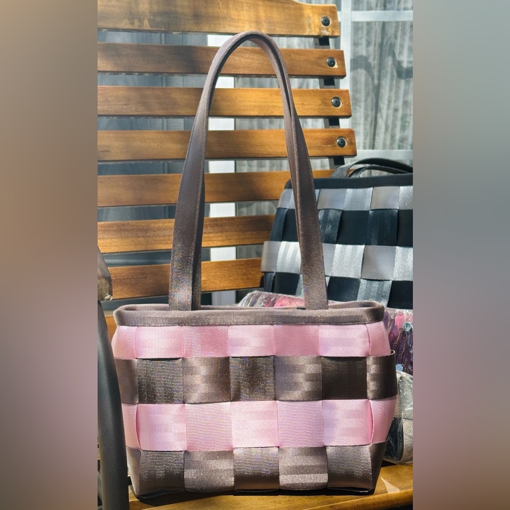 Harveys Rugby Medium Tote pink & taupe